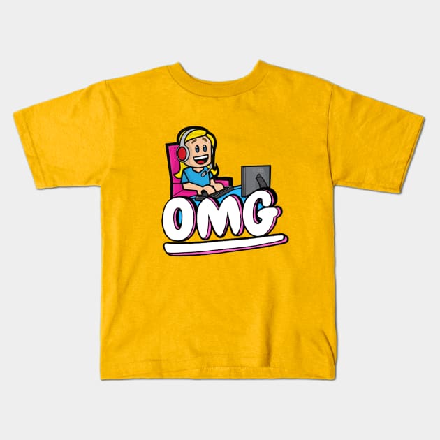 OMG Gamer Computer Kids T-Shirt by Sketchy